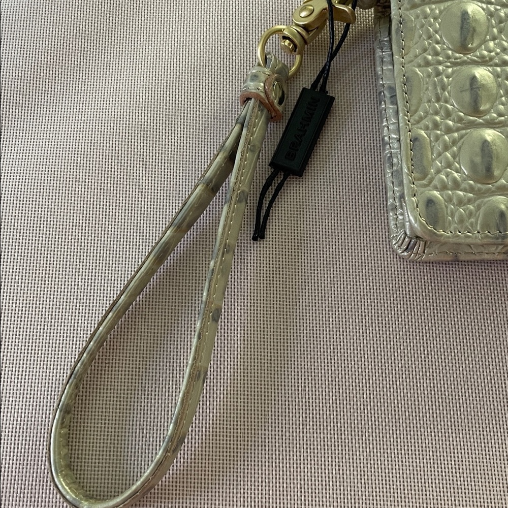 Brahmin Cream Croc-Embossed Wristlet - Picture 3 of 12